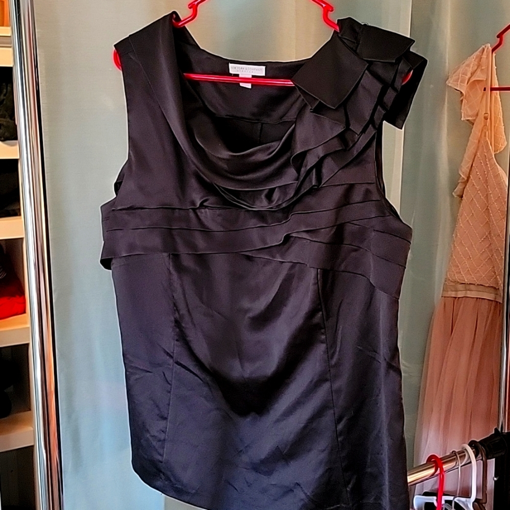 Black stretch satin blouse